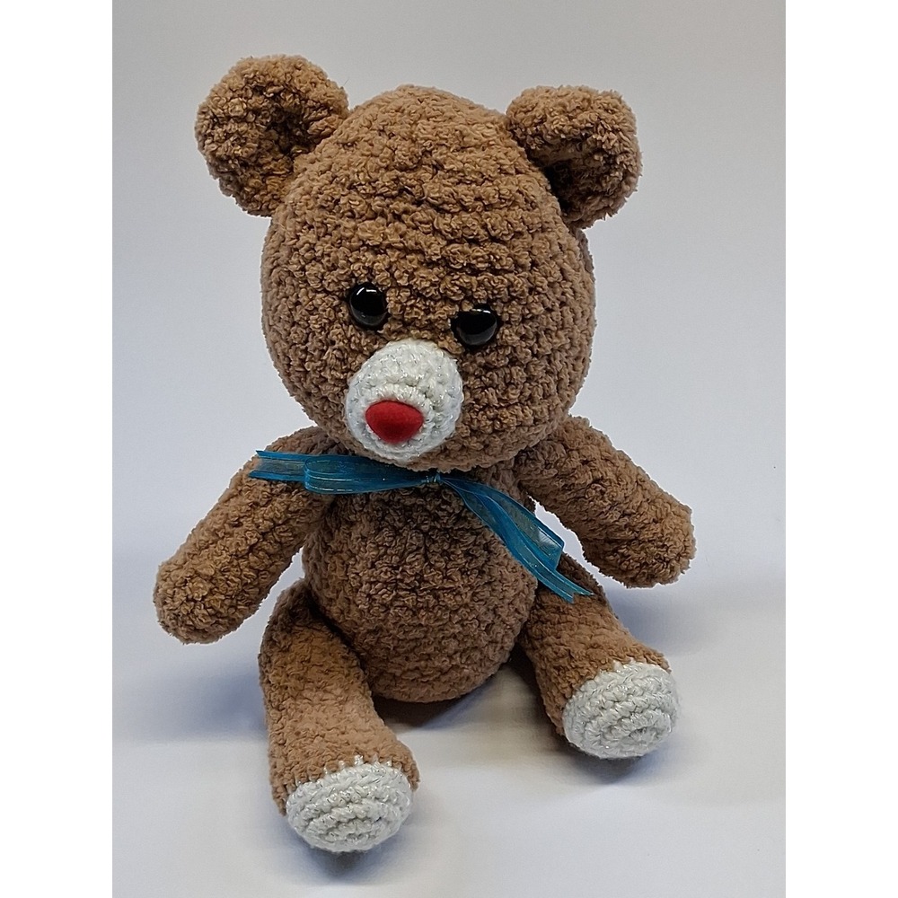 Amigurumi Style Stuffed Bear w/Sparkled Crocheted Snout,Paw Pads & Tail 11 in